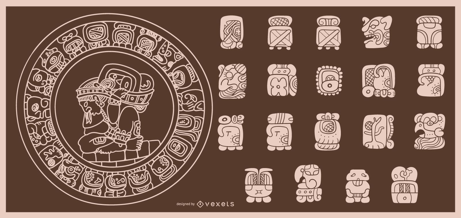 Dise?o de trazo de calendario maya
