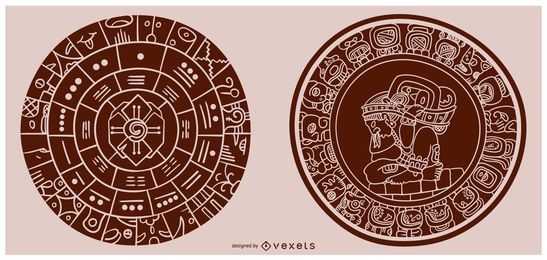 Ilustración de forma de relleno de calendario maya