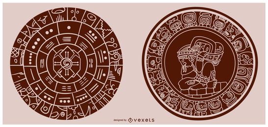 Mayan Calendar Fill Shape Illustration Mayan Calendar Fill Shape Illustration