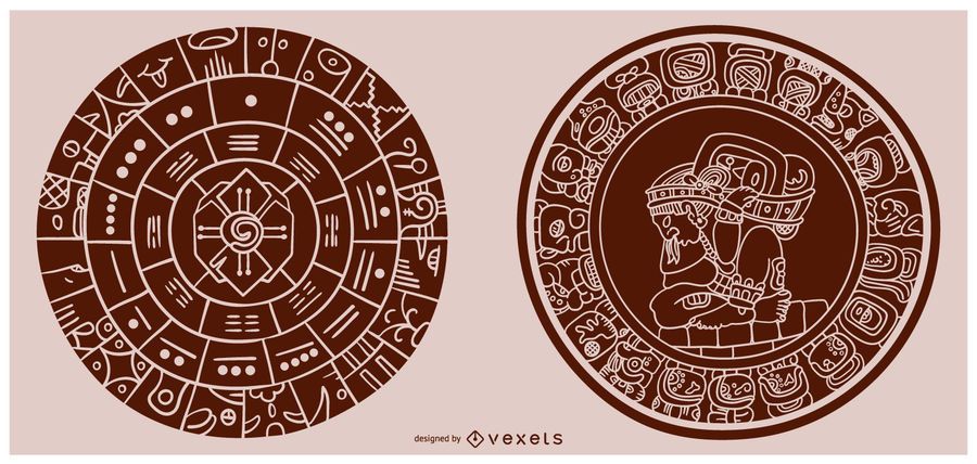 Ilustración de forma de relleno de calendario maya Ilustración de forma de relleno de calendario maya