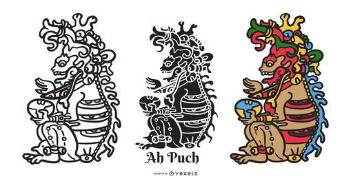Maya God Ah Puch Ilustração Design
