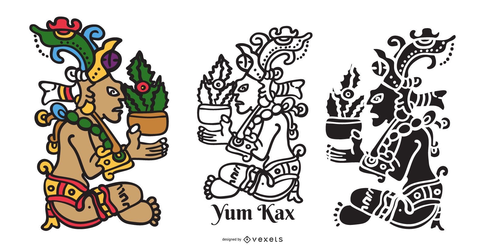 Diseño de ilustración de Maya God Yum Kax