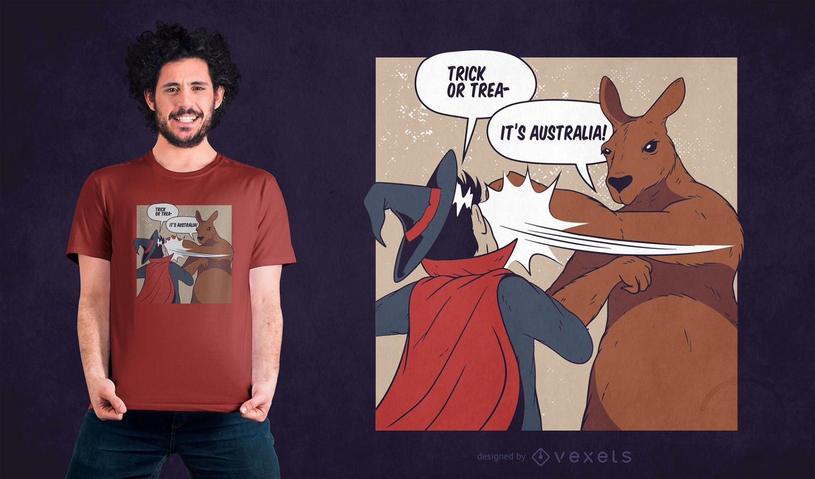 Design engra?ado de camisetas australianas para o Dia das Bruxas