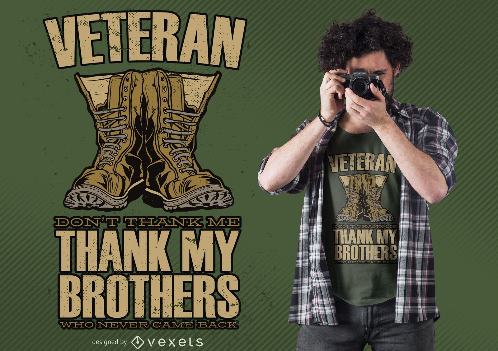Design de camisetas com citações de botas de veterano