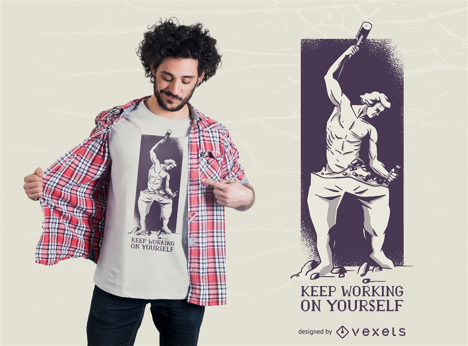 Design de camiseta com escultura de homem para crescimento pessoal