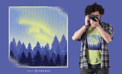 Aurora Borealis Landscape T-shirt Design