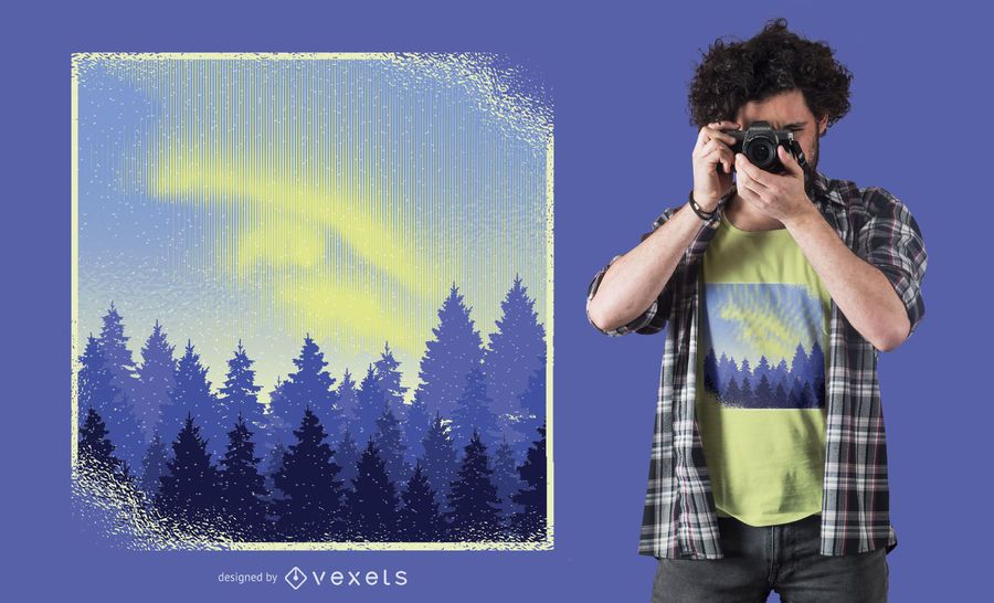Aurora Borealis Landscape T-shirt Design Aurora Borealis Landscape T-shirt Design