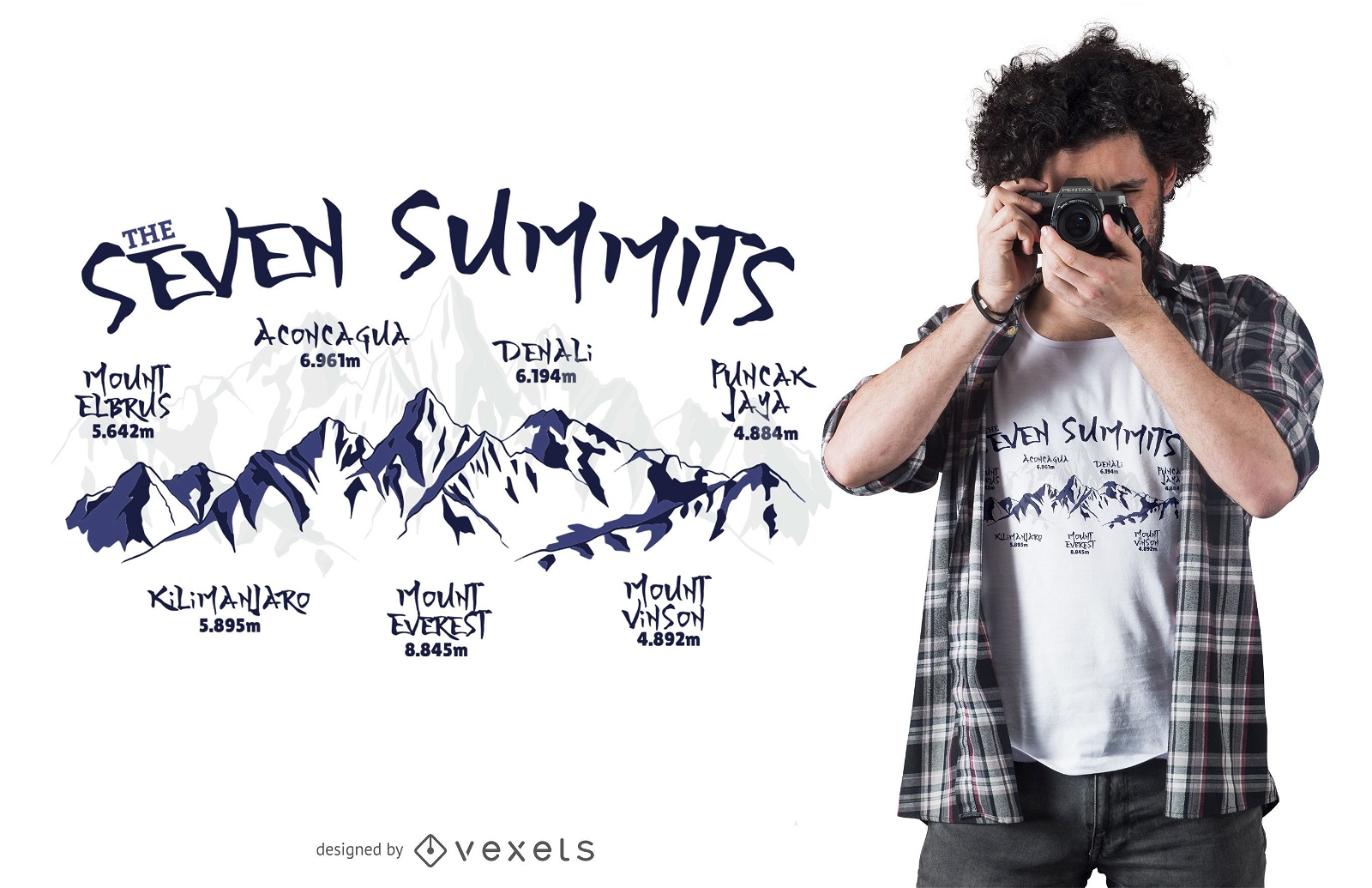 Sieben Gipfel Berg T-Shirt Design