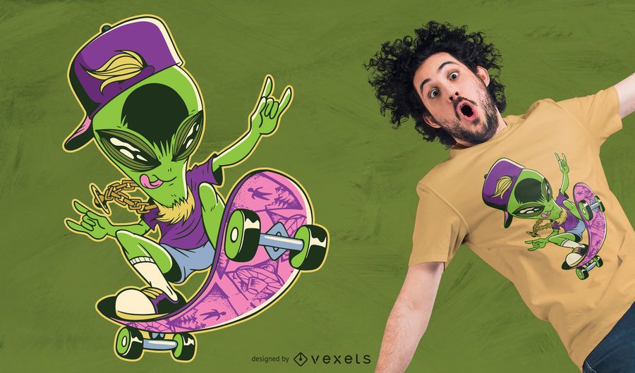 Alien Skater T-shirt Design Alien Skater T-shirt Design