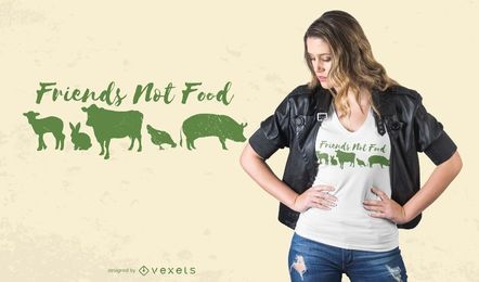 Design de camisetas com citações veganas dos amigos animais