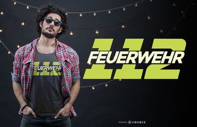 Design de camisetas com citações alemãs do corpo de bombeiros