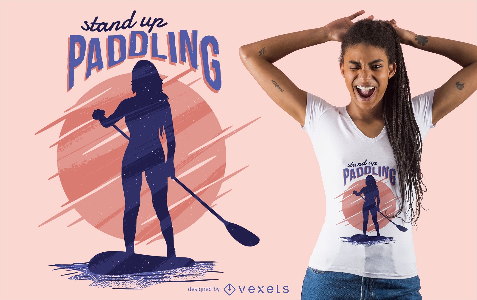 Stand up paddling t-shirt design