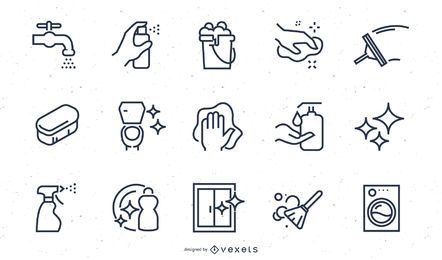 Cleaning Elements Stroke Icon Set Cleaning Elements Stroke Icon Set