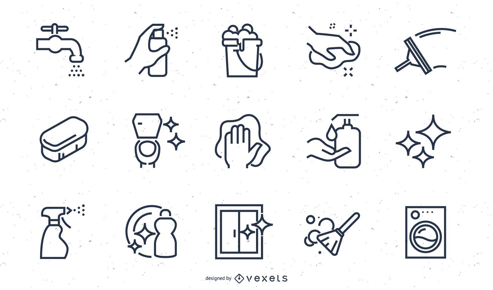 Cleaning Elements Stroke Icon Set