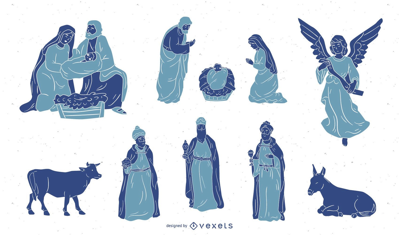 Conjunto de silueta de personajes de Natividad