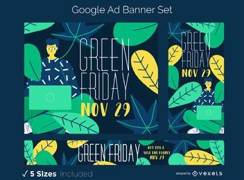 Conjunto de banner de anúncio Green Friday