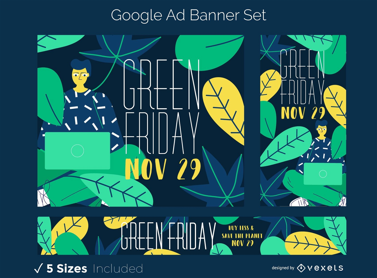 Green friday ad banner set
