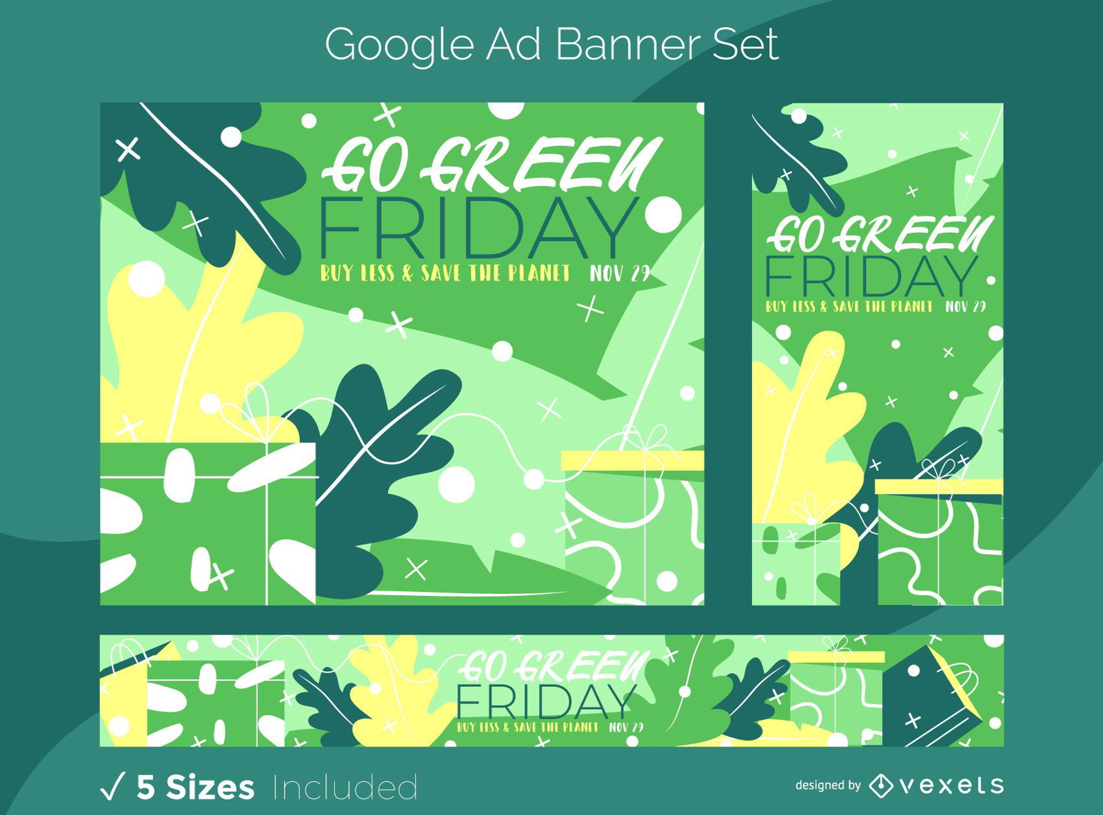 Conjunto de banners do Google Ads para Green Nature Friday