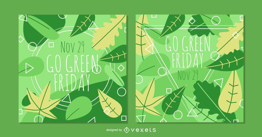 Conjunto de banner verde quadrado sexta-feira Conjunto de banner verde quadrado sexta-feira