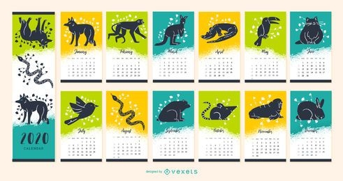 Year 2020 Animal Calendar Design