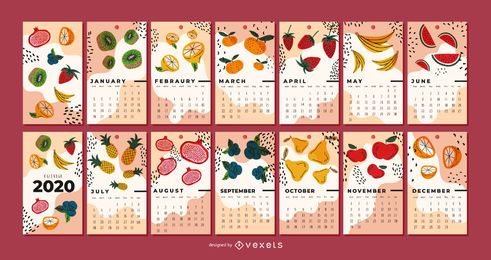 Fruit Illustration 2020 Calendar Design Fruit Illustration 2020 Calendar Design
