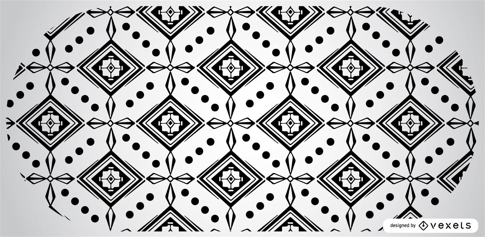 Design de padrão asteca em preto e branco
