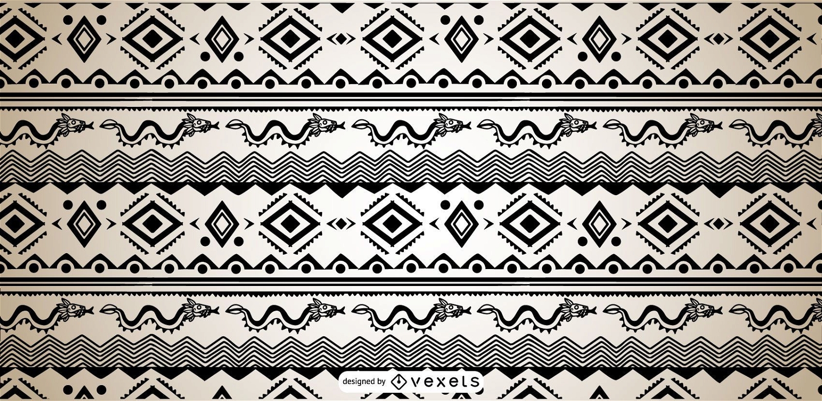 Aztec Pattern Black White Design