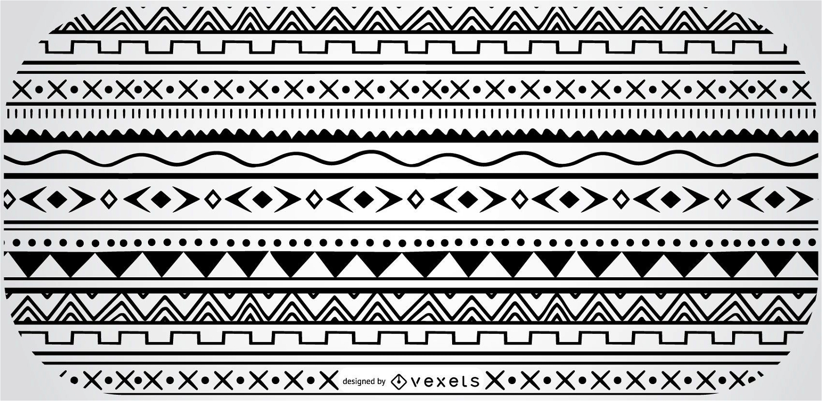 Patrón blanco negro geométrico azteca