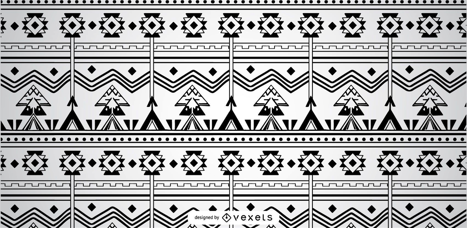 Padrão asteca geomtétrico preto e branco