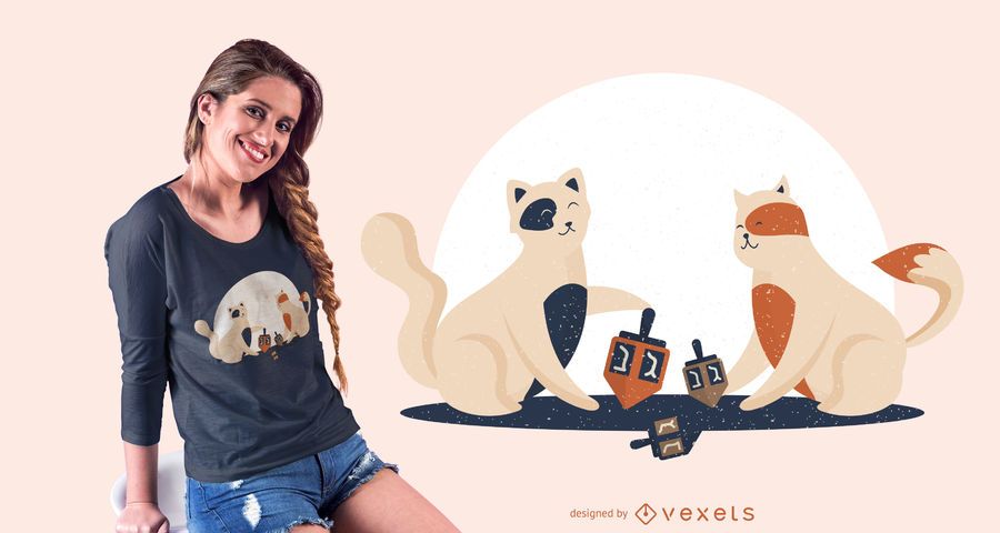 Gatitos jugando diseño de camiseta Dreidl Gatitos jugando diseño de camiseta Dreidl