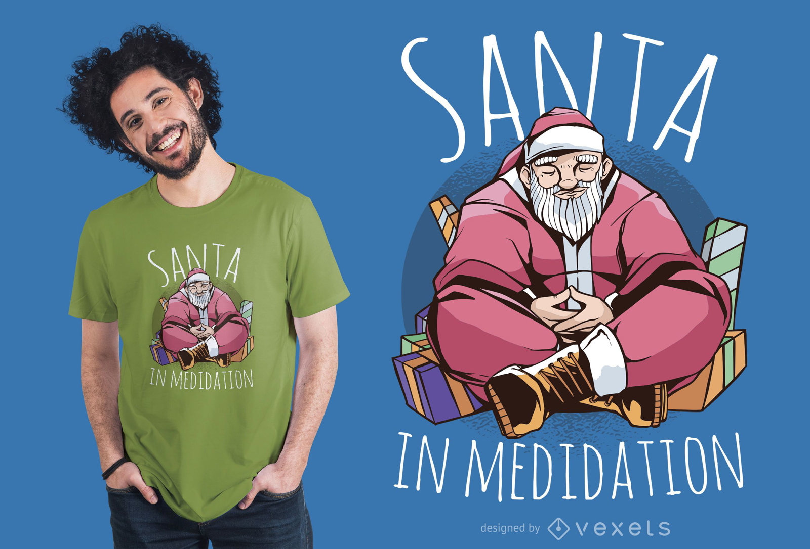 Design de camiseta para meditação do Papai Noel