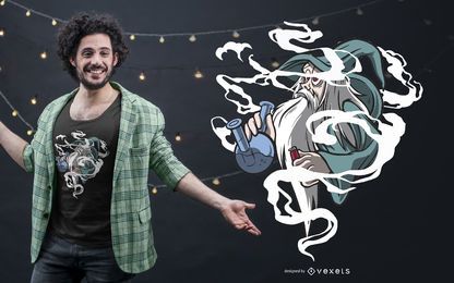 Diseño de camiseta de Bong Smoking Wizard Diseño de camiseta de Bong Smoking Wizard