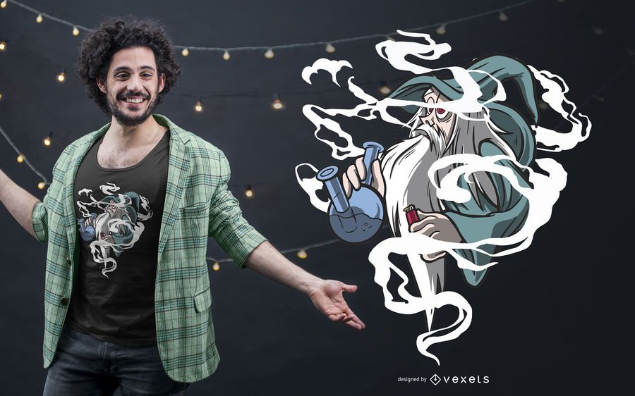 Diseño de camiseta Bong Smoking Wizard Diseño de camiseta Bong Smoking Wizard