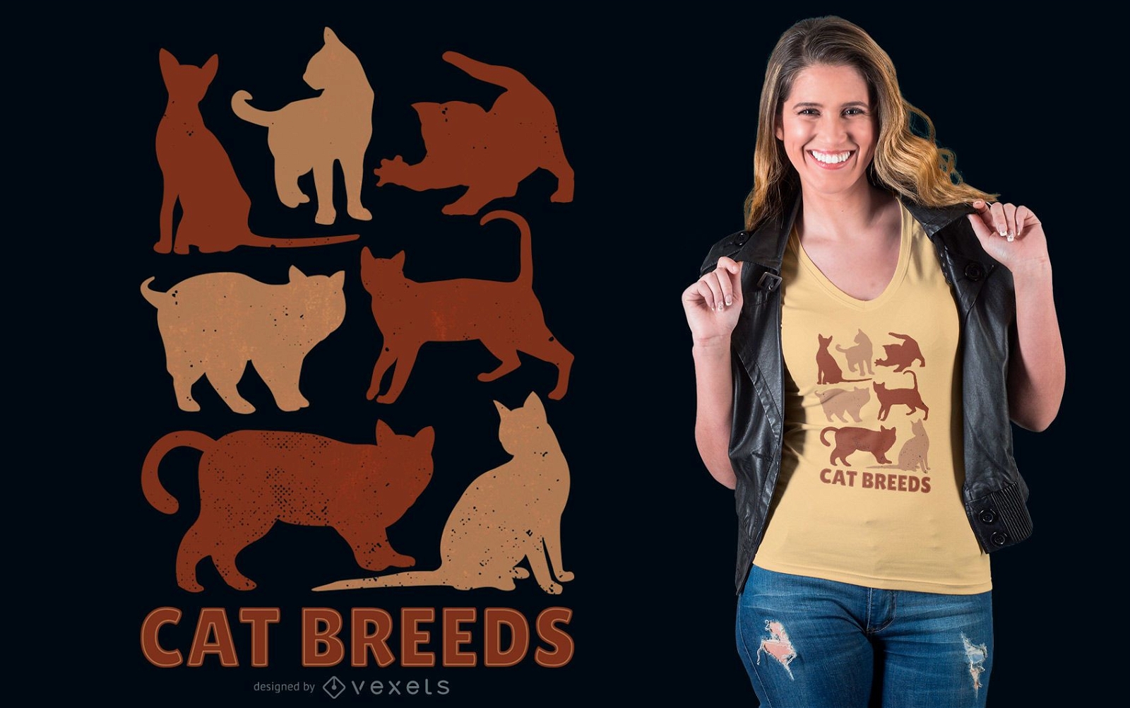 Cat breeds t-shirt design