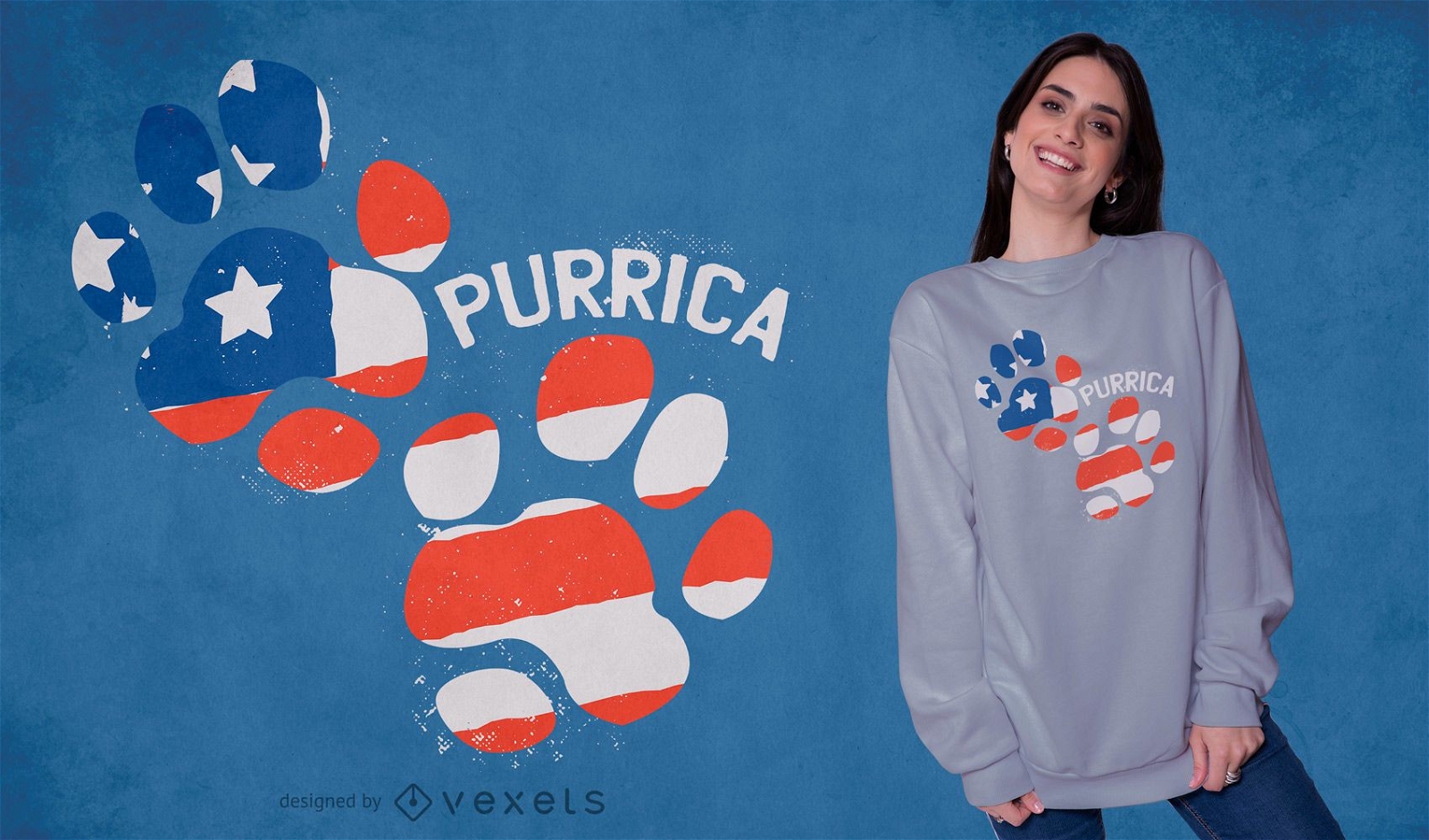 Purrica footprint t-shirt design