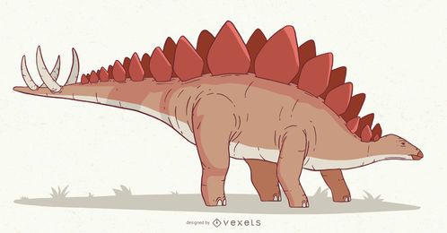 Desenho fofo de dinossauro estegossauro