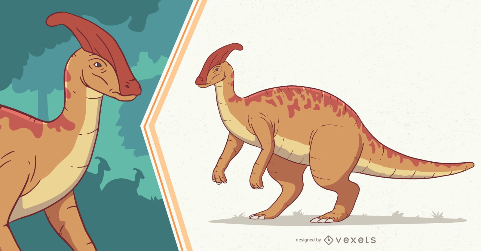Ilustración de dinosaurio Parasaurolophus