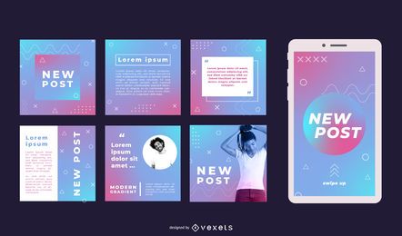 Geometric Gradient Social Media Posts Vector Download