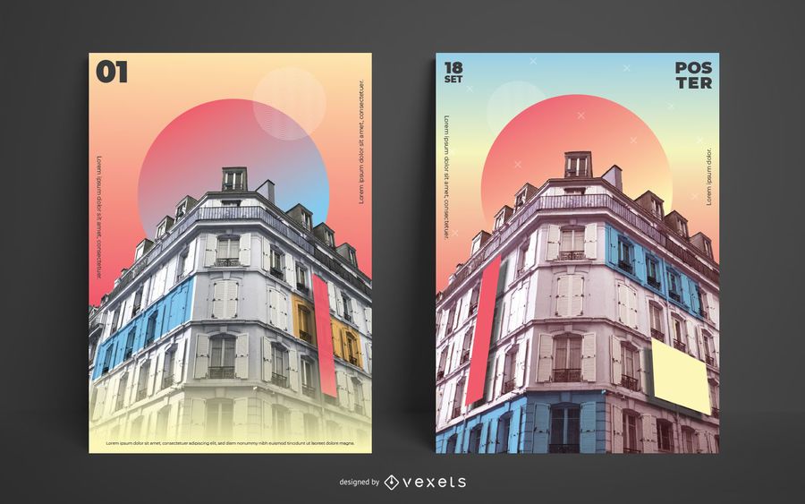 Gradient abstract building poster template Gradient abstract building poster template