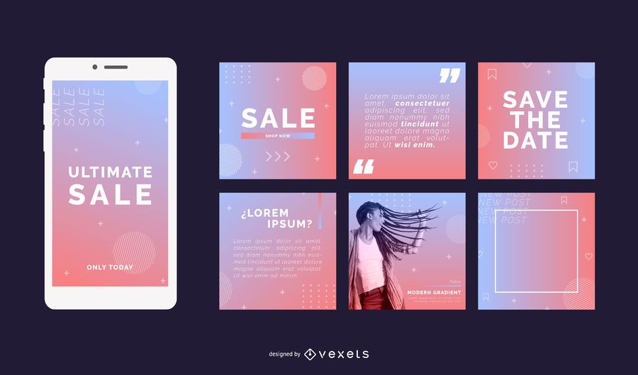 Social Post Square Banner Conjunto de gradiente Social Post Square Banner Conjunto de gradiente