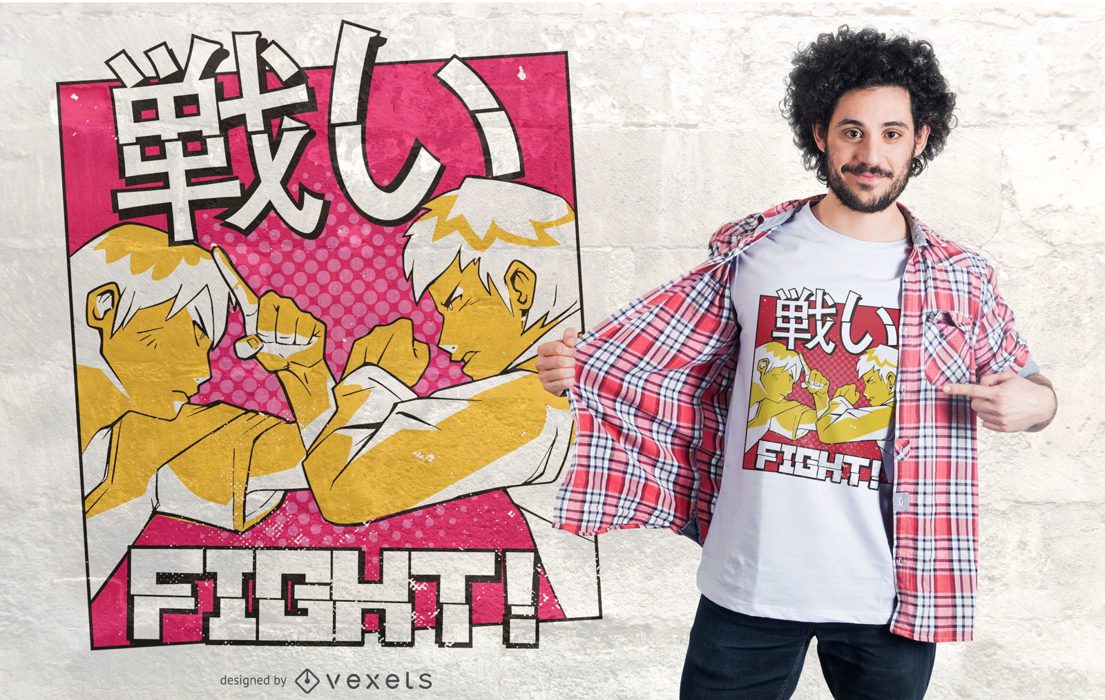Anime fight t-shirt design