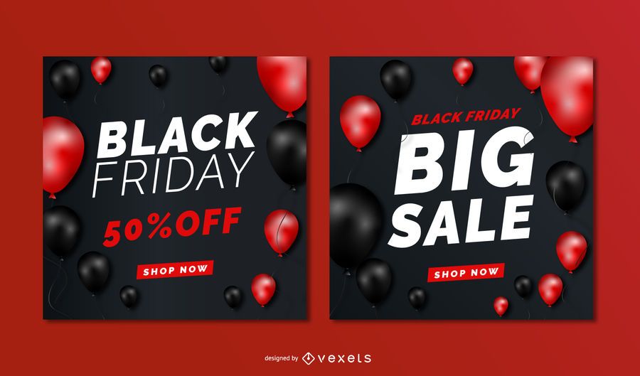 Banners de globos de venta de viernes negro Banners de globos de venta de viernes negro