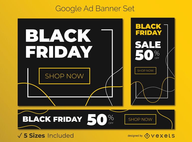 Schwarzer Freitag-Gelb Google Ads Banner Set Schwarzer Freitag-Gelb Google Ads Banner Set
