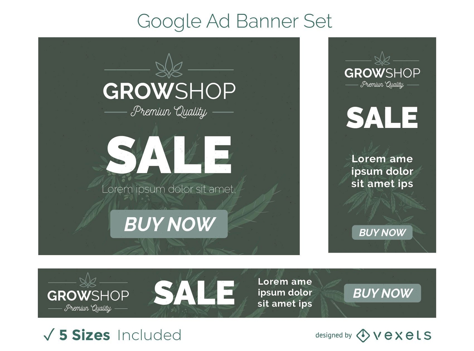 Conjunto de banners publicitarios de grow shop