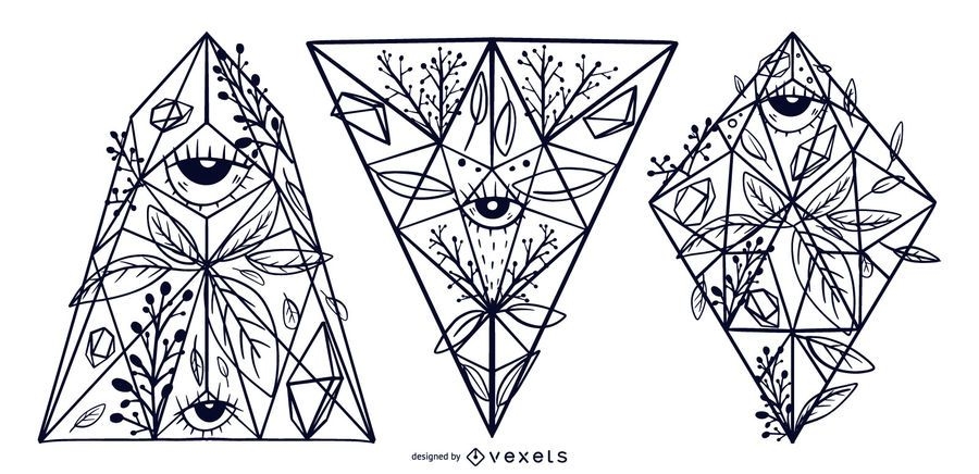 Download Floral Crystal Illustration Design Set - Vector download