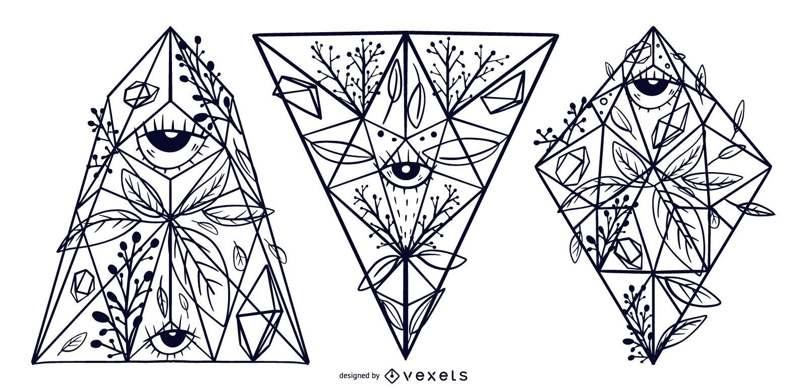Floral Crystal Illustration Design Set