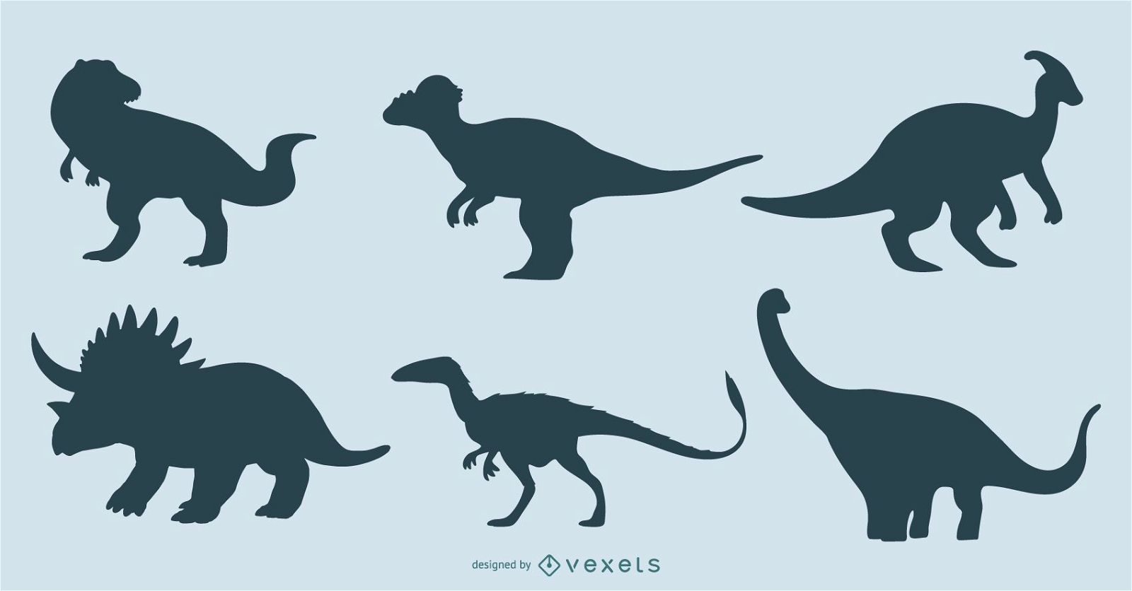 Conjunto de design de silhueta de dinossauro