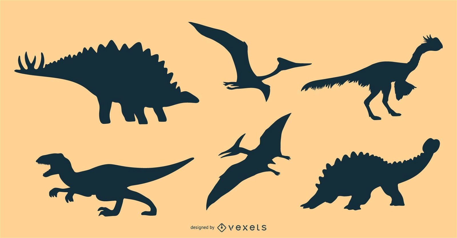 Pacote de design de silhueta de dinossauros