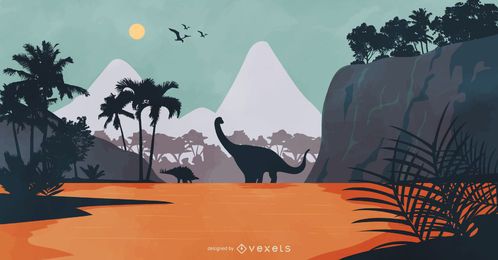 Dinosaur Landscape Nature Illustration Dinosaur Landscape Nature Illustration
