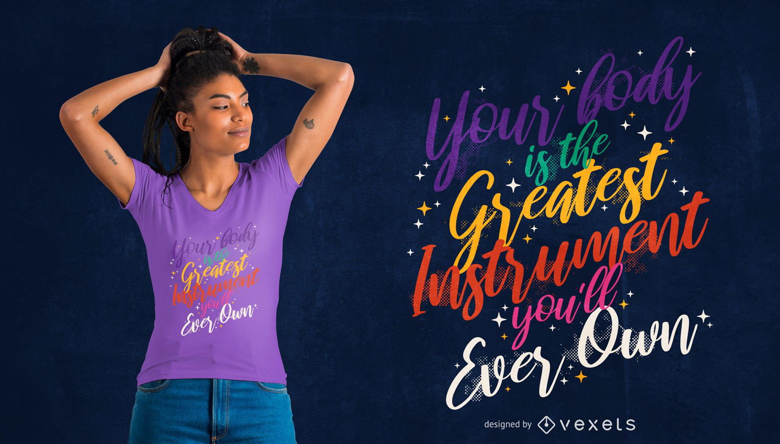 Diseño de camiseta con cita colorida